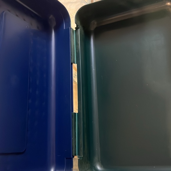 SpaceMaker Vintage 90s Pencil Box Navy Forest Green School Supply Storage - Picture 9 of 16